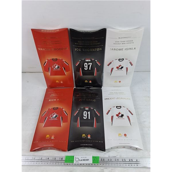 (6) McDonald's 2006 Team Canada Hockey Mini Jerseys - Martin Brodeur, Vincent Lecavalier, Joe Sakic,