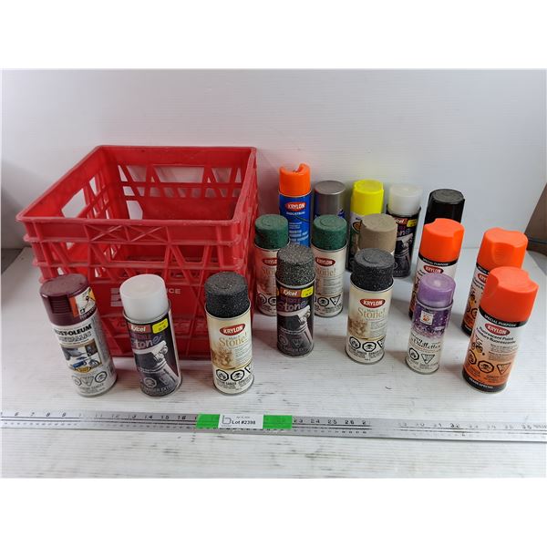 Assorted Spray Paint & Milk Crate - CANNOT SHIP