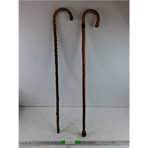 (2) Wooden Canes 35" - PICK UP