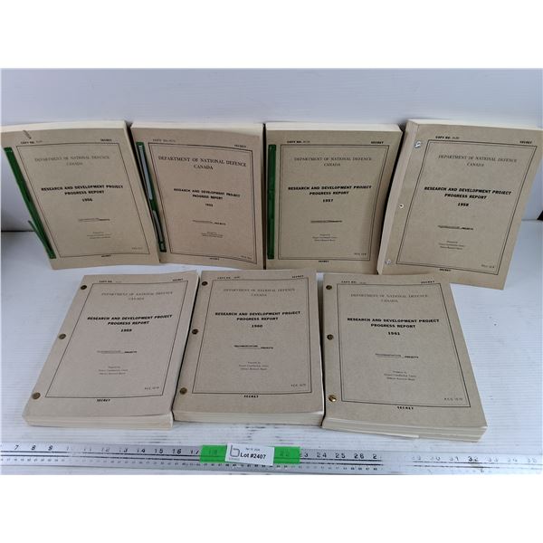 1955 - 1961 Department of National Defence Canada R&D Project Progress Report Books