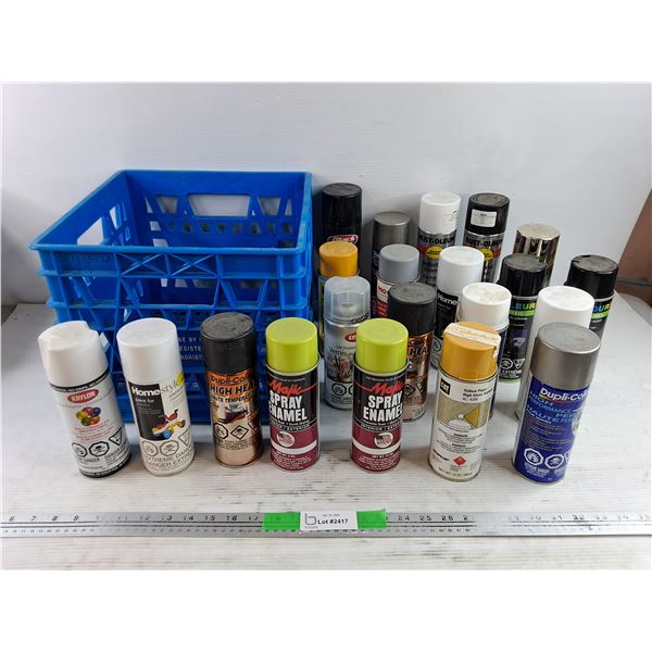 Assorted Automotive Paint, Magic Black Tire Wet, Primer & Enamel, Milk Crate - CANNOT SHIP