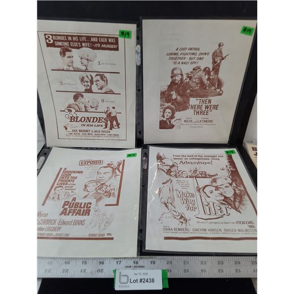 1960,1961 & 1962 Movie Synopsis Sheets