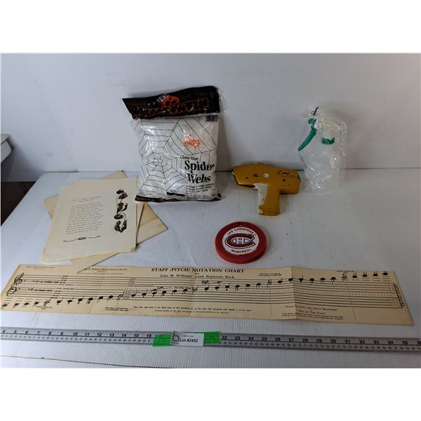 Plastic Spray Bottle, Decorative Spider Webs, Label Gun, Misc.