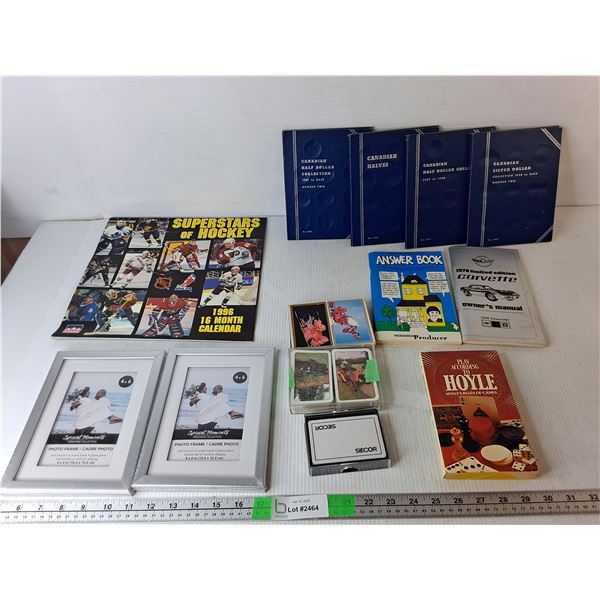Playing Cards, Coin Booklets (Empty), Photo Frames 8" x 6", Misc.
