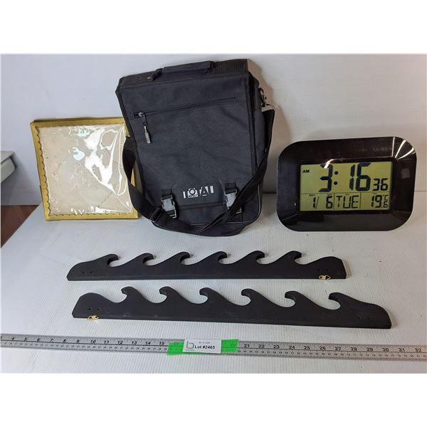 Large Display Clock- Working, Messenger Bag, Display Racks 23.25", Misc. Cannot Ship