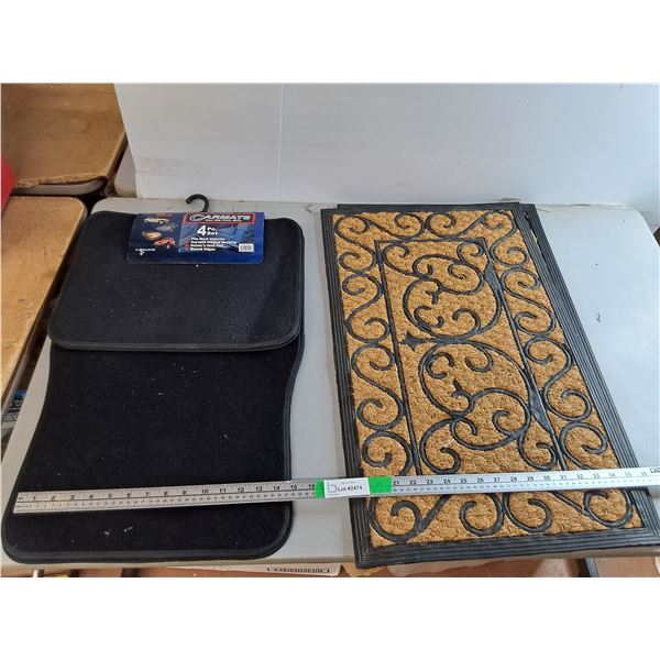 4 Piece Car Mat Set & (2) Doormats 29" x 17.5"- Cannot Ship