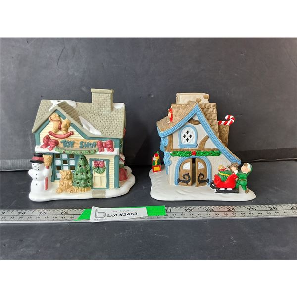 (2) Ceramic House Style Tealight Holders