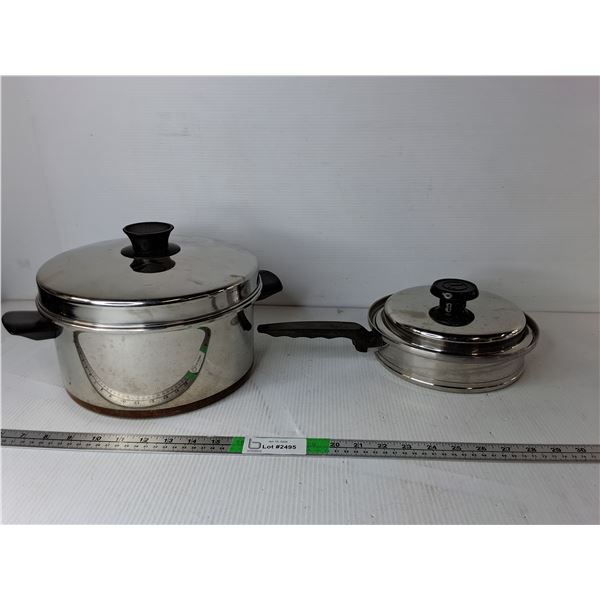 (2) Stainless Steel Pots Up to 10.5" Diameter- Lids Somewhat Fit
