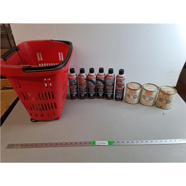 *Enamel Paint, Automotive Cleaner & Rolling Basket 33" Tall with Handle- Cannot Ship