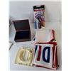 Image 2 : Tempo Tissues & Holders, Zizzers Power Scissors, (2) I Am Canadian Flags Approx. 58" x 29.5", Misc.