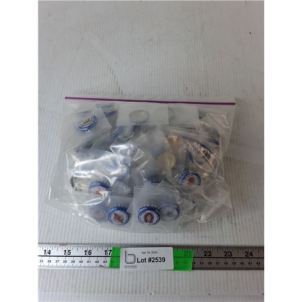 Bag of NHL Bottle Caps- Boston Bruins, Montreal Canadiens, New Jersey Devils, Misc.