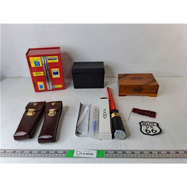 Toy Tool Chest, Wayne Gretzky Pen, Wooden Storage Box, Misc.
