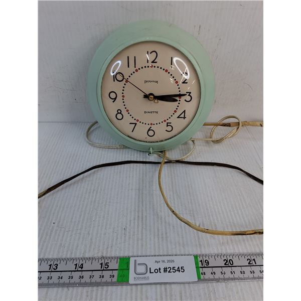 Vintage Ingraham Dinette Electric Wall Clock-working