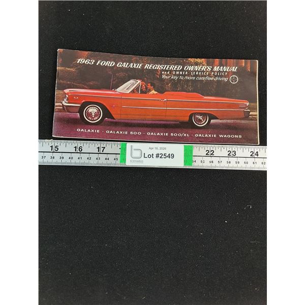 Vintage 1963 Ford Galaxie 500 Owners Manual