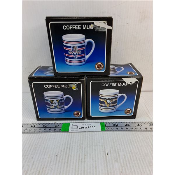 (3) NHL Coffee Mugs (NIB)-Ducks,Penguins and Panthers