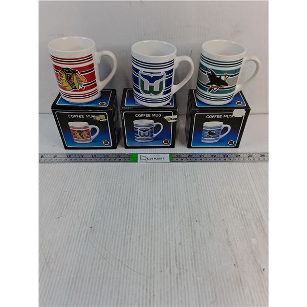 (3) NHL Coffee Mugs (NIB)- Blackhawks,Whalers and Sharks