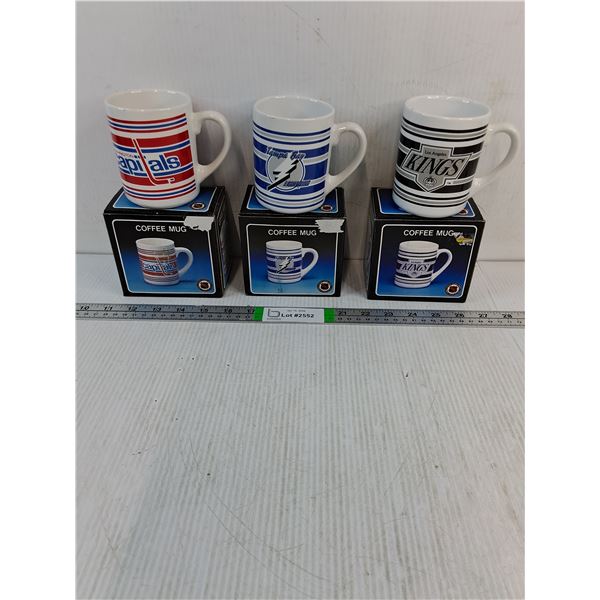 (3) NHL Coffee Mugs (NIB)-Capitals,Lightning and Kings