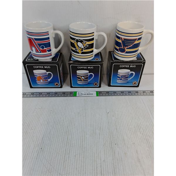(3) NHL Coffee Mugs (NIB)-Blues,Penguins and Nordiques