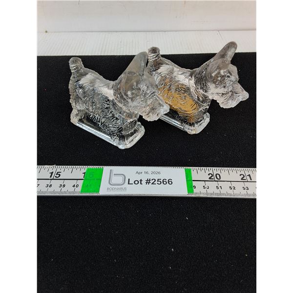 (2) Vintage Clear Glass Scottish Terrier Figurines