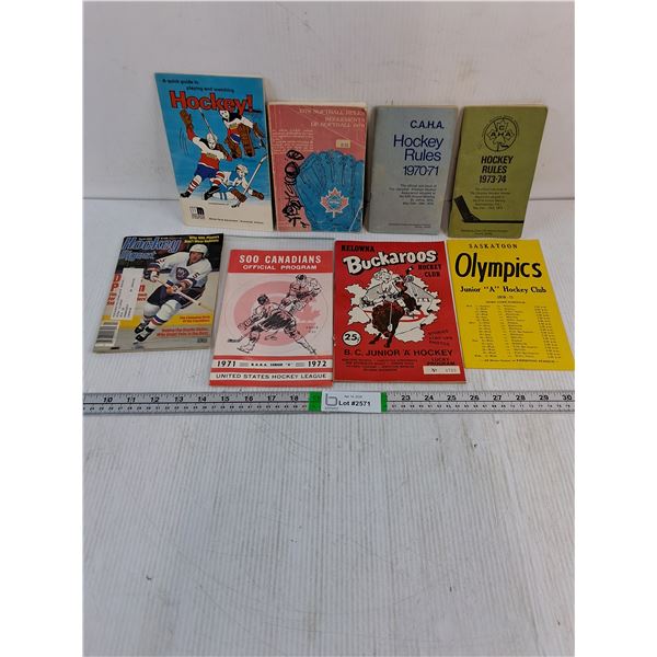 Assorted Vintage Hockey Programs and Rule Books