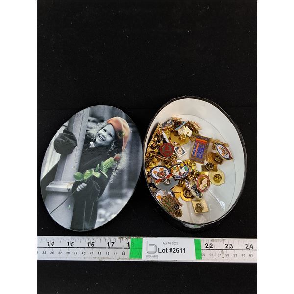 Container of Souvenir Pinbacks
