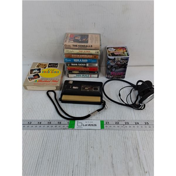 (8) Cassettes,Color Slides,Kodak Disc 8000 Camera,Headphones,Coin Bank