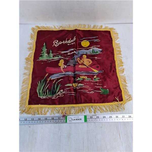Vintage Satin Souvenir Pillowcase from Bjorkdale,Saskatchewan