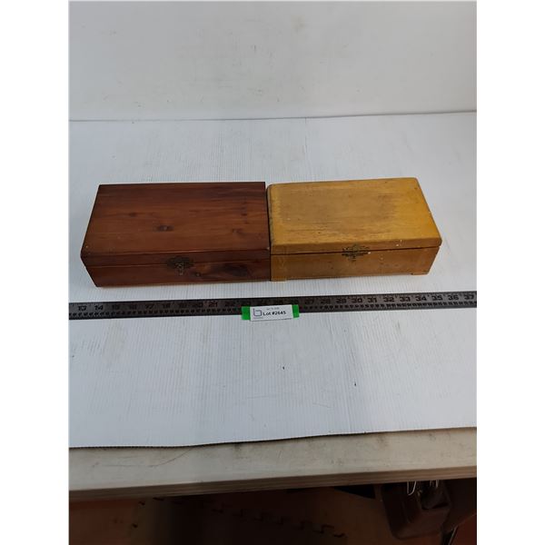 (2) Vintage Wooden Jewelry Boxes - 1 Lid Needs Re-Attachment, 1 Latch Broken