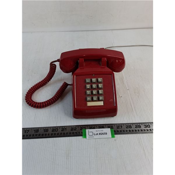 ITT Red Land-Line Telephone - Cord Cut