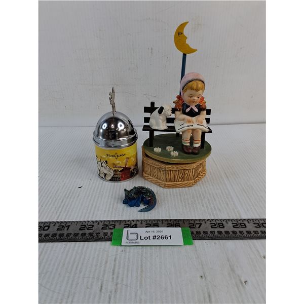 (2) Wind-Up Music Boxes - Working, Baby Dragon Ornament