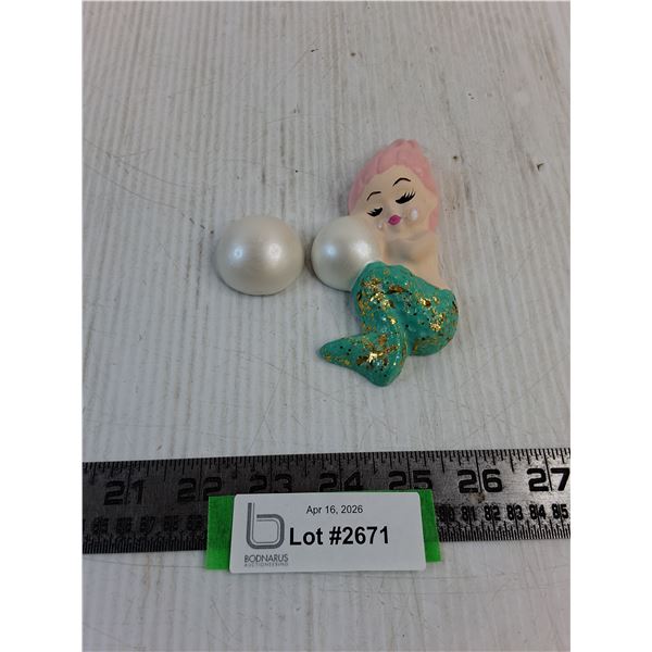 Vintage Chalkware 'Mermaid' & Pearl