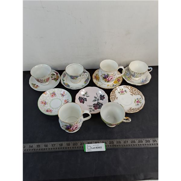 Fine China Teacups & Saucers - "Matched & Unmatched" from England/China/Japan