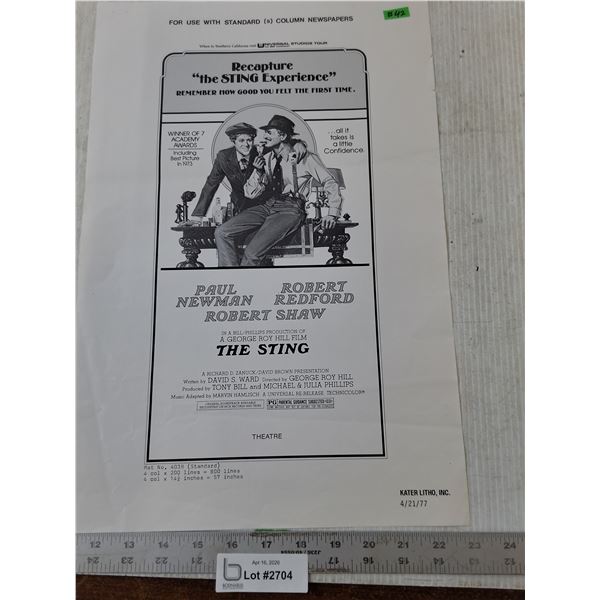 * "The Sting" 1977 Universal Studios release