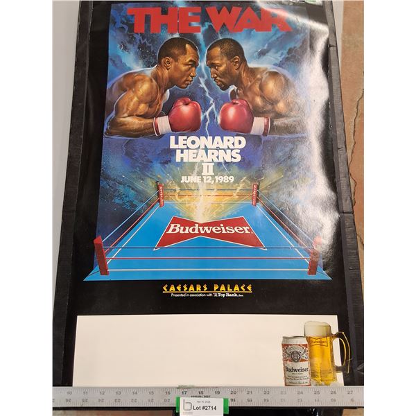 * 1989 "Leonard - Hearns 2" The War Boxing Promo Poster 18"×30"