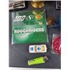Image 3 : Harley Davidson Calendar, Roughriders Gold Plated Loonie, Patches, Rear View Mirror Dice, Misc