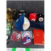 Image 4 : Harley Davidson Calendar, Roughriders Gold Plated Loonie, Patches, Rear View Mirror Dice, Misc