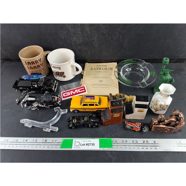 Ceramic Larry Mugs, Saskatchewan Pool Salt & Pepper Shakers, Ash Tray, Lighter,  Misc