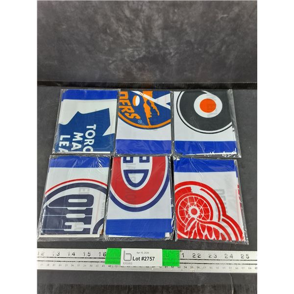(6) NHL Hockey Team Logo Flags - Toronto Maple Leafs, Oilers, Montreal Canadiens - Sealed