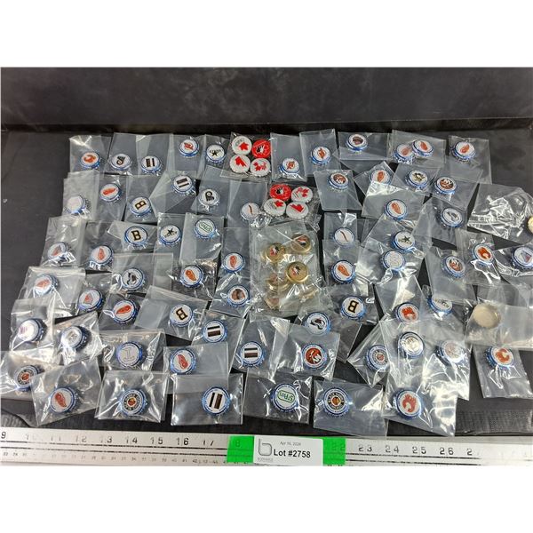 Assorted NHL Team Logo Bottle Caps - New