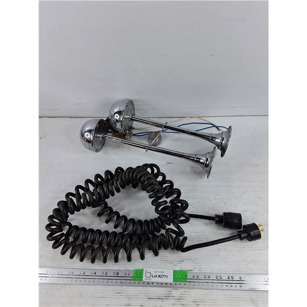 Truck Horns & Coiled Extension Cord - As Is