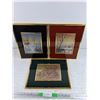 Image 1 : (3) Framed Wall Art Foil Pictures 14" x 11"