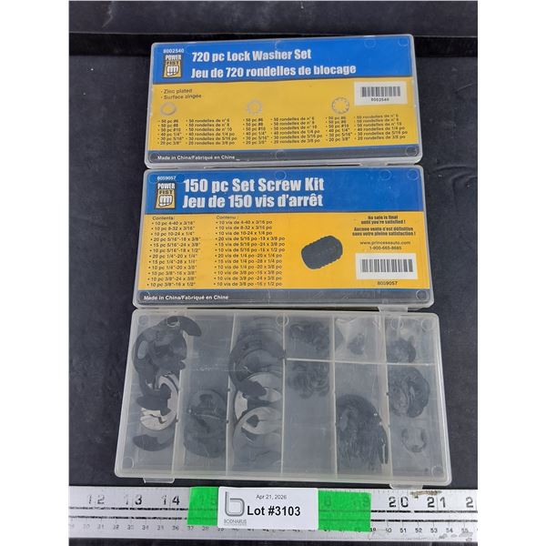 Power Fist Lock Washer Set, 150 pc Set Screw Kit, Assorted Retainers