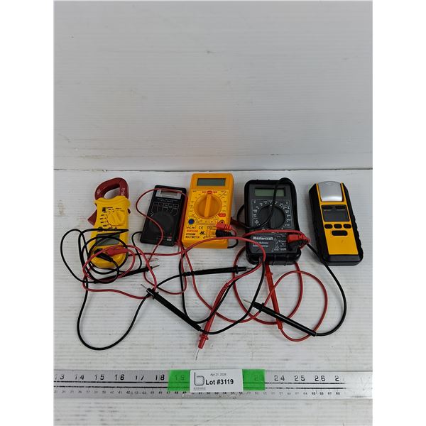 Stud Finder, Digital Clamp Meter & Assorted Multimeters