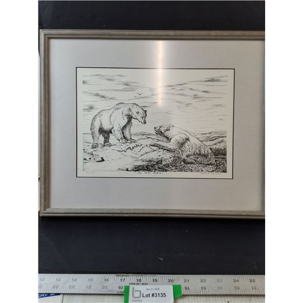 "THE POLAR BEARS" Portrait in Grey Wooden Frame16×18 1/2"
