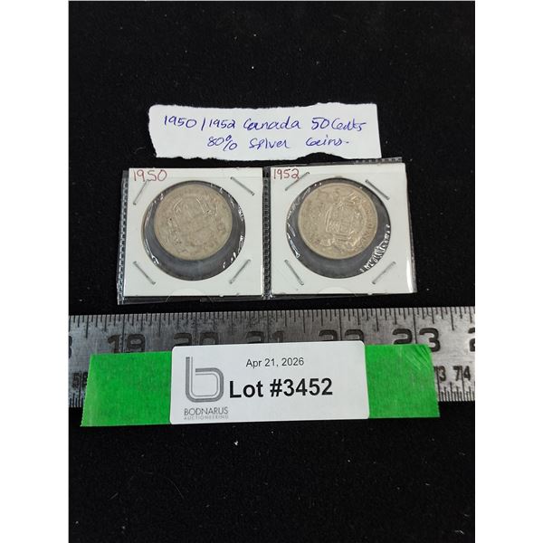 (2) Canadian 50 Cent Coins from 1950 & 1952