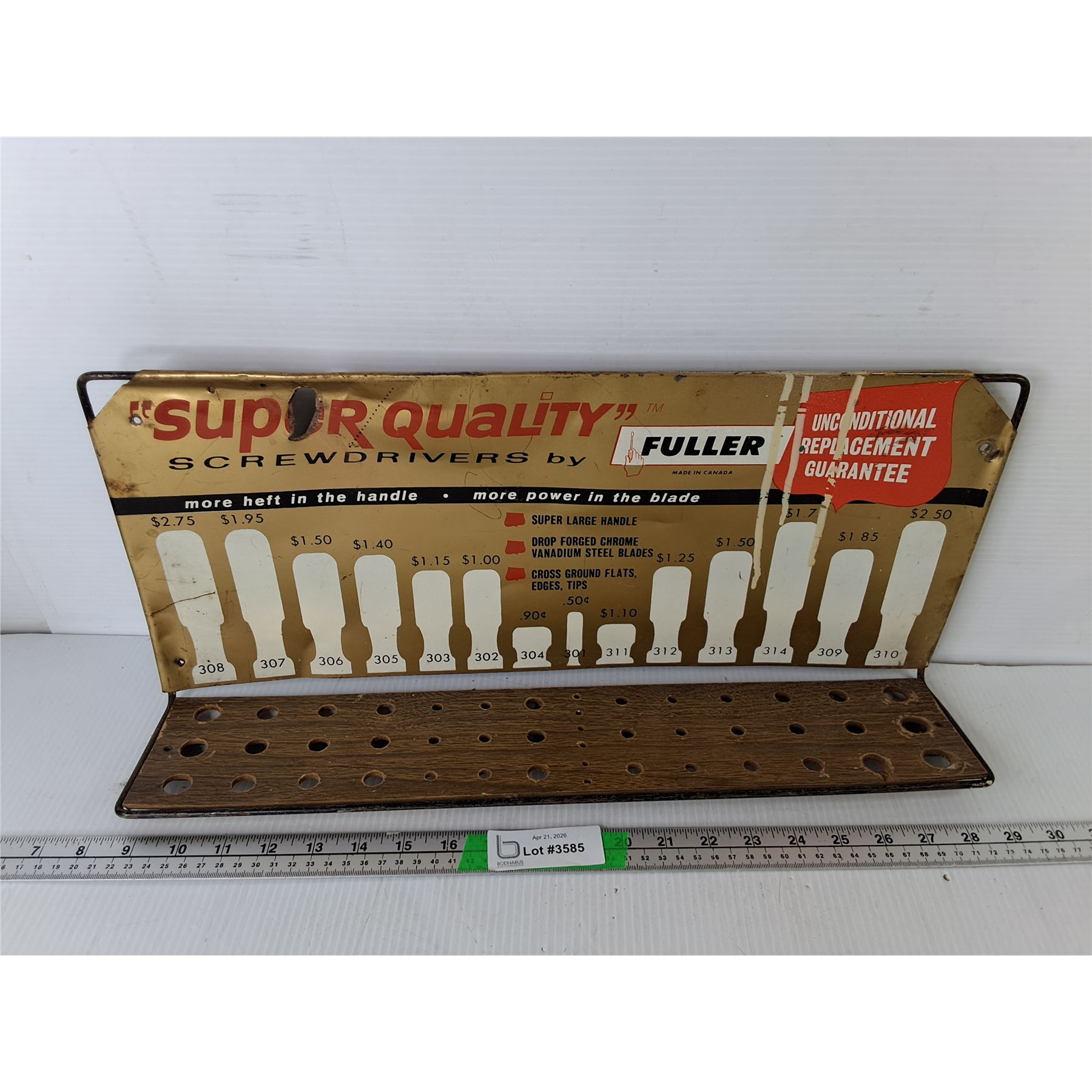 Fuller Screwdriver Display Shelf 20.5
