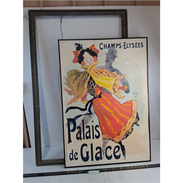 * Wood 27"x 42" Frame, 24" x 34" Champs-Elysees "Palais de Glace" Sketch Print from 1996 - PU Only