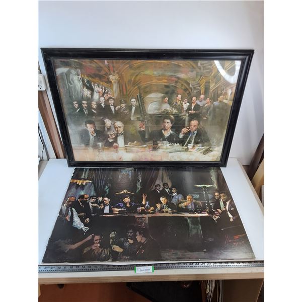 * (2) "Mafia Bosses from Movies & TV Shows" 36" x 24" Prints - 1 in  39" x 27" Frame - CANNOT SHIP