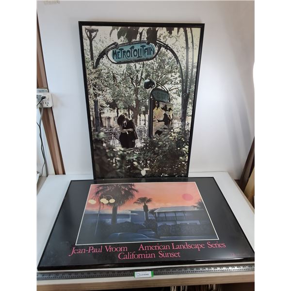* (2) Framed Wall Decor (Couple in Paris = 25" x 36" & California Sunset = 37" x 24") - CANNOT SHIP