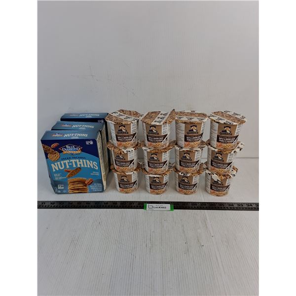 (3) Sealed Boxes of Blue Diamond Pecan Nut-Thins, (12) Sealed  Quaker Instant Oatmeal